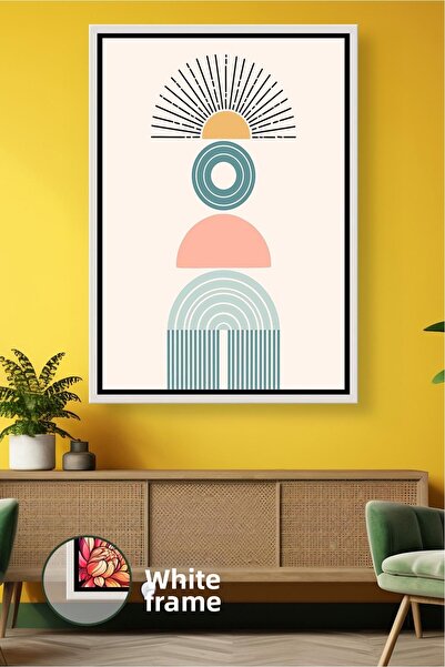 KOSS Dijital Decor de perete geometric boem cu figură solară, pictură pe pânz...