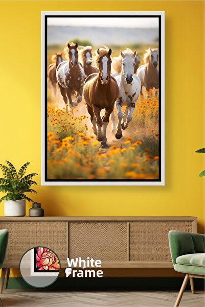 KOSS Dijital Troupe de cai care alergă liber, peisaj natural, artă de perete ...