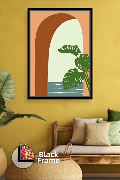 KOSS Dijital Pictură pe pânză în formă de fereastră boemă, cu detaliu de mare...