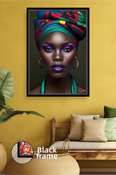 KOSS Dijital Portret de femeie africană cu o eșarfă multicoloră, idee modernă...