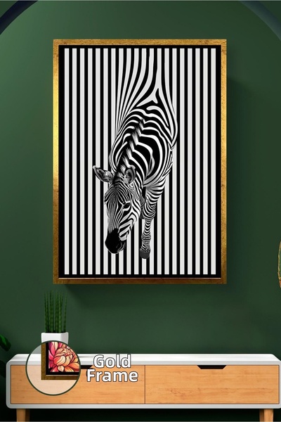 KOSS Dijital Pictură cu zebră alb-negru, în dungi, figură modernă de animal, ...