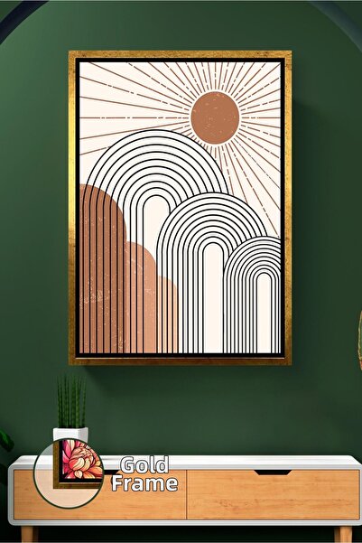 KOSS Dijital Pictură de perete cu motiv solar, model liniar, decor pentru cas...