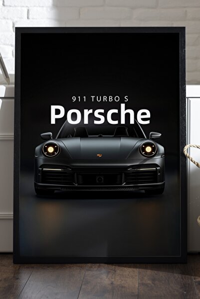 Duvarda Αφίσα Porsche 911 Turbo S με μαύρο ξύλινο πλαίσιο, διακοσμητικός πίνα...