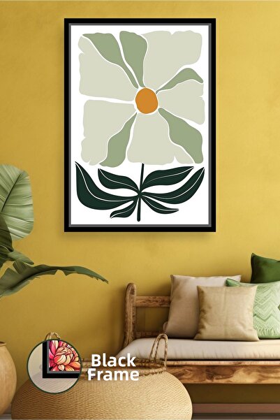 KOSS Dijital Stil boem boho, ton verde, ilustrație florală minimă, model bota...