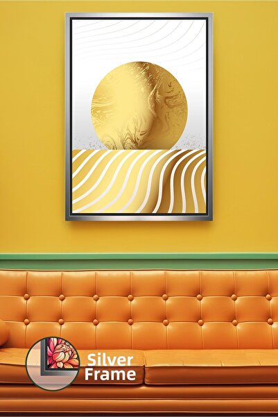 KOSS Dijital Pictură de perete în formă de soare abstractă cu dungi ondulate,...