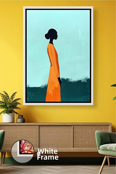 KOSS Dijital Siluetă de femeie africană în rochie portocalie, imagine de pere...