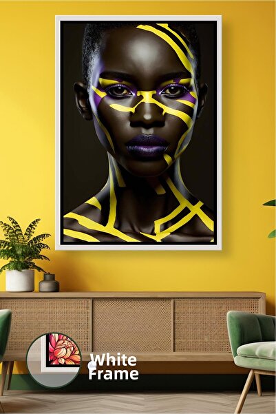 KOSS Dijital Figurină de față de femeie africană, culoare galbenă, neagră, de...