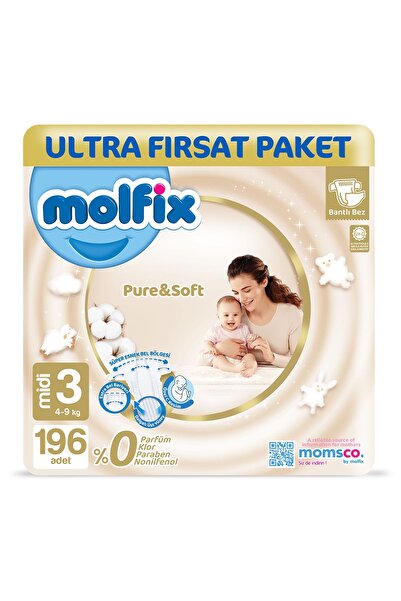 Molfix Pure & Soft Baby Diapers Size 3 Midi 196 Pieces