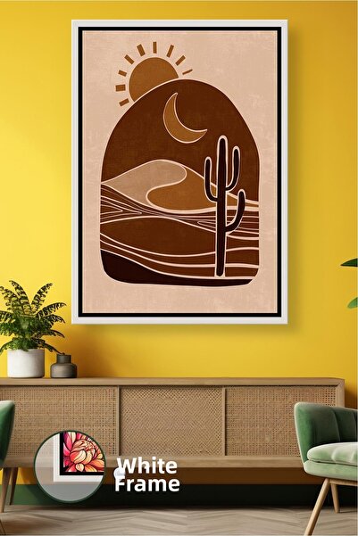 KOSS Dijital Tablou de pânză înrămat cu peisaj boho de deșert, oferind echili...