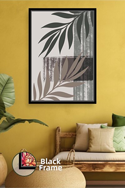 KOSS Dijital Μοντέρνα τέχνη τοίχου με ήρεμο τόνο με μοτίβο φύλλων σε στυλ Boh...