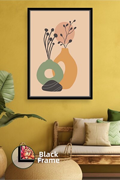 KOSS Dijital Pictură pe pânză înrămată, simplă și modernă, cu plante în vază ...