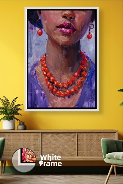 KOSS Dijital Pictură pe pânză înrămată cu portret înrămat, cu detaliu al buze...