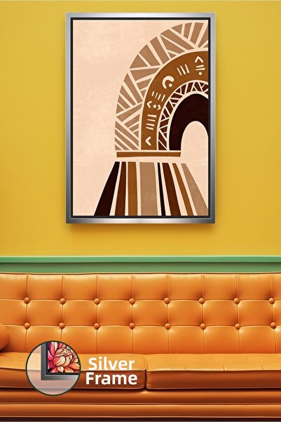 KOSS Dijital Pictură pe pânză înrămată cu model geometric boem de curcubeu, c...