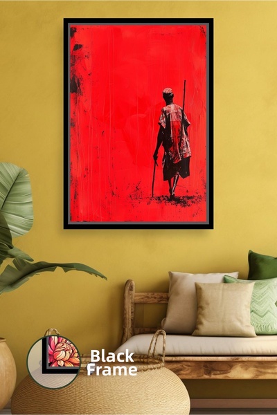 KOSS Dijital Figurină africană masai care mers pe jos, cu fundal roșu, scenă ...