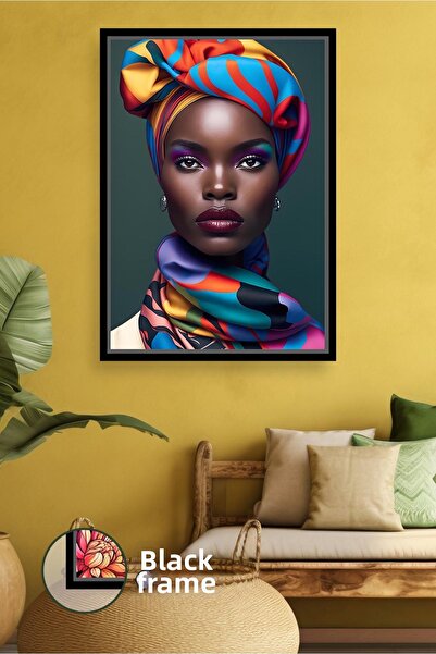KOSS Dijital Πολύχρωμο πορτρέτο γυναίκας με χιτζάμπ Στολίδι τοίχου σαλονιού Δ...
