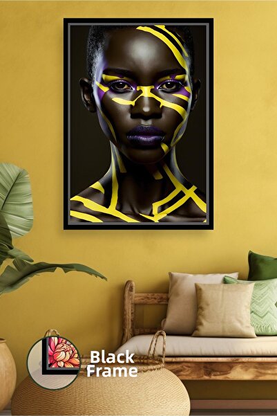 KOSS Dijital Figurină de față de femeie africană, culoare galbenă, neagră, de...