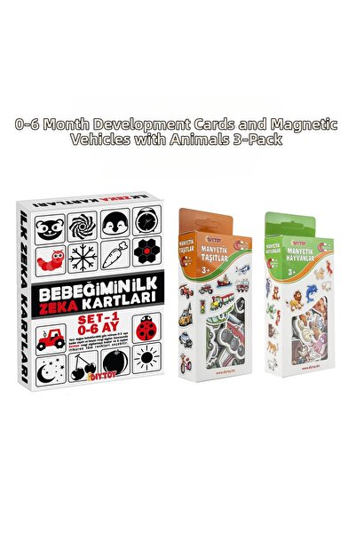 Diytoy Animals with Educational Intelligence Cards and Magnetic Vehicles Set ...