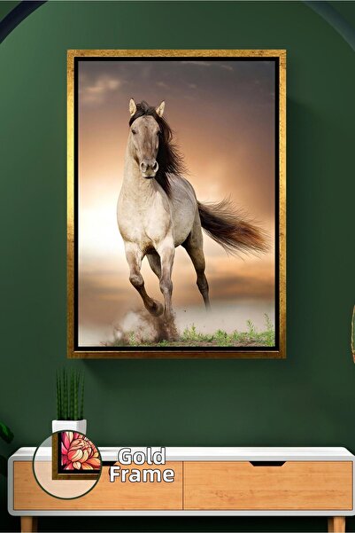 KOSS Dijital Decor de perete cu cal alergând alb, peisaj natural, pictură pe ...