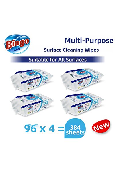 Bingo منشفة تنظيف الأسطح كبيرة الحجم باللون الأبيض 96×4 (384 ورقة)