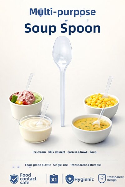 VENON 🌽 100 قطعة ملعقة سوب - ملعقة صغيرة 🌽   ملعقة حلوى في كوب، ملعقة ذرة، آيس كريم، مقبلات، تريليش