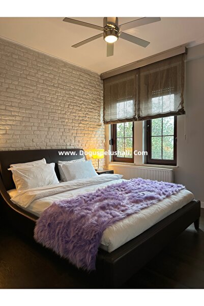 Doğuş Peluş Halı سجادة سرير ناعمة الملمس من القطيفة بلون أرجواني