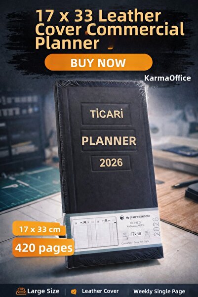 KarmaOfis مفكرة تجارية 17×33 غلاف قماشي – مفكرة كبيرة الحجم 420 صفحة