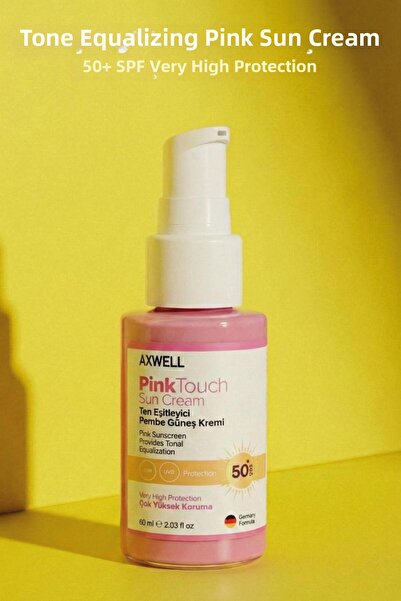 AXWELL واقي شمسي وردي - معادل لون اللون، تفتيح، 60 مل، لمسة وردية SPF50+/PA++++