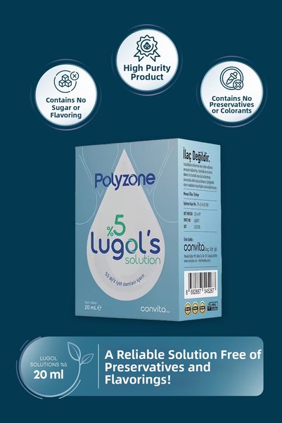 Polyzone Lugol's Solution Lugol's Iodine Drops Cage Fever 5% 20 ml