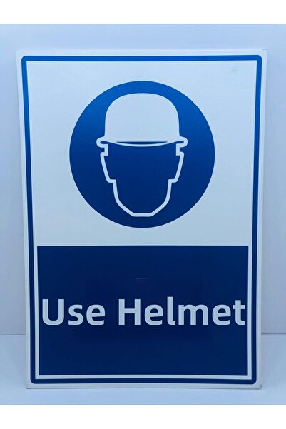 emrmadenietiket استخدم الخوذة - لافتة تحذير - لافتة توجيه ديكوتا (25*35)