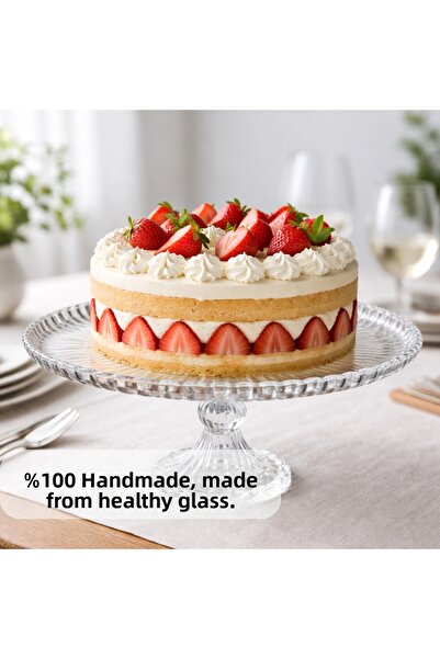 Glamis Selen Concept Drop Model Pedestal Glass Round Cake and Pastry Presentation Stand Double