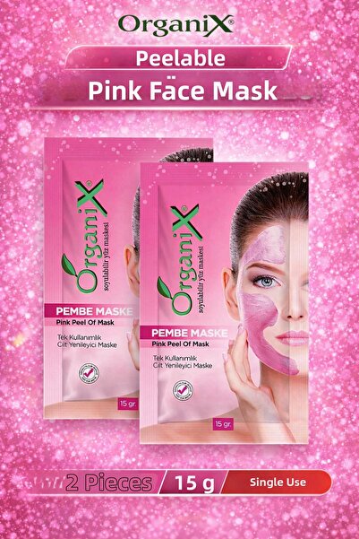 Organix قناع وجه وردي قابل للتقشير للاستخدام مرة واحدة - تنظيف عميق وترطيب مكثف (2×15 جرام)