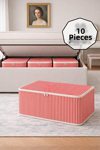 ADARYA HOME حقيبة تخزين من القماش مقاس 10 بوصات مقاس 62 × 37 × 25 سم منظم داخ...