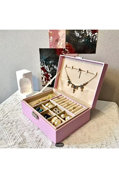 ALPCES Cutie de bijuterii cu două niveluri Organizator de bijuterii din piele...