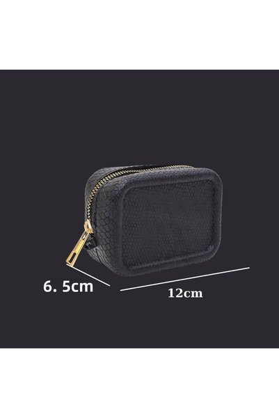CEPHOME Mini Zippered Multi-Purpose Bag – Black Leather-Look Organizer 12×6.5 cm