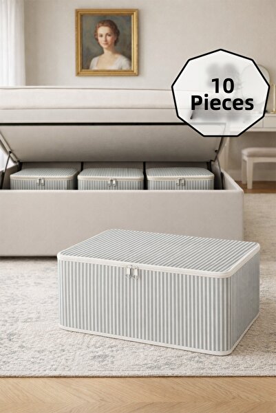 ADARYA HOME حقيبة تخزين من القماش مقاس 10 بوصات مقاس 62 × 37 × 25 سم منظم داخ...