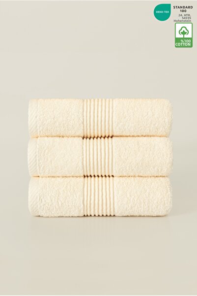 Ellaline Set de 3 prosoape pentru față, 100% bumbac, certificat pentru cap |   Bucătărie |   Dulgher 50x90cm Crem