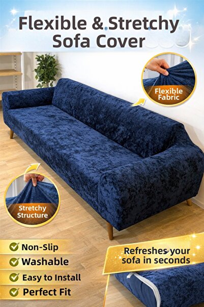 seltenet غطاء أريكة مخملي 3 مقاعد مع غطاء أريكة مطاطي| غطاء أريكة مرن| غطاء أ...