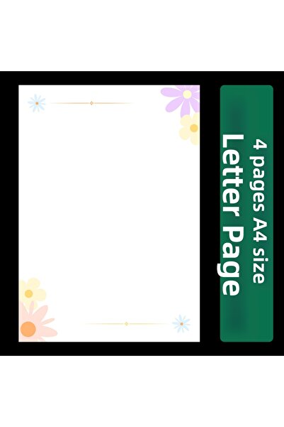 Organik Yolda ورق رسائل مزين بزهور ملونة (4 أوراق بحجم A4)