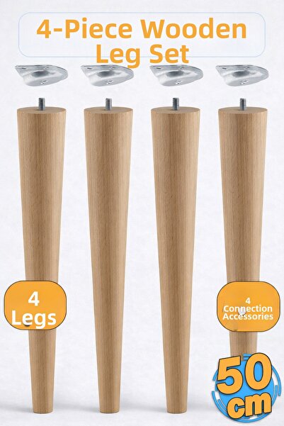 Badem10 مجموعة من 4 أرجل طاولة القهوة الخشبية 50 سم، مقعد بوف متداخل، أرجل ال...