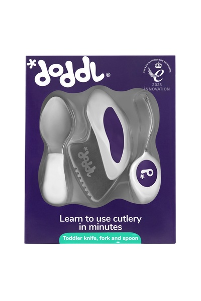 DODDL طقم سكاكين وشوك وملاعق مريح للاستخدام للأعمار من 1 إلى 5 سنوات // نيلي