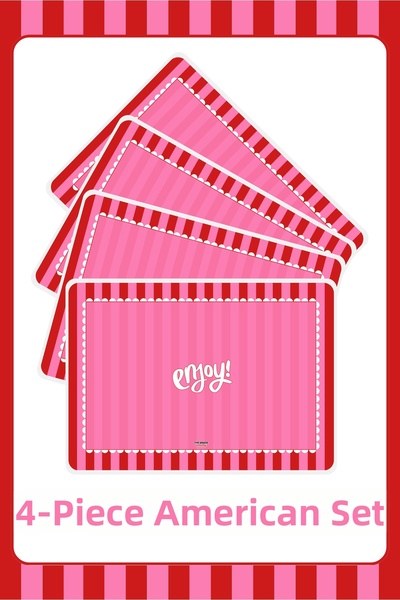 The Grade American Service 4-Piece Striped Presentation Plate Coaster Stain-R...