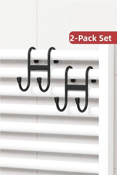 zabata 2 Pieces Double Hook Towel Rack Bathroom Kitchen Metal Hanger Towel Ra...