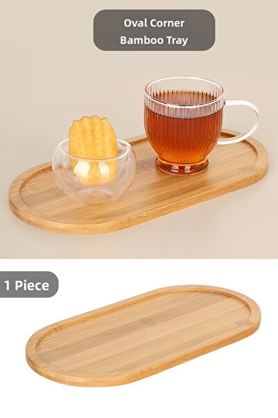 Meleni Home 1 Piece Oval Bamboo Presentation Tray - Oil Pot Base Soap Dish St...