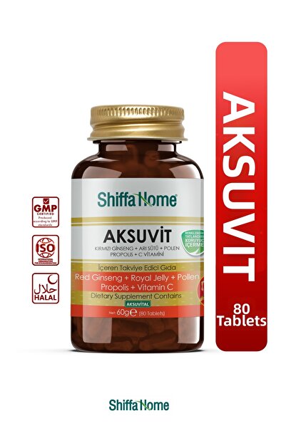 Shiffa Home Aksuvit Ginseng Bee Milk Pollen Propolis Vitamin C 80 Tablets 750 mg