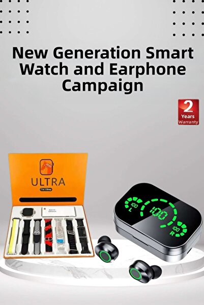 Bosel 7 ساعة ذكية بسوار وسماعة بلوتوث مع مرآة باور بانك وشاشة رقمية