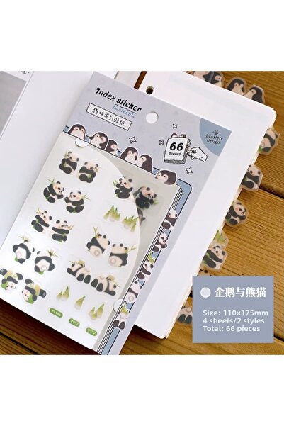 BENSTORE E1-Benstore 4 Sheets Panda and Penguin Index Pet Sticker