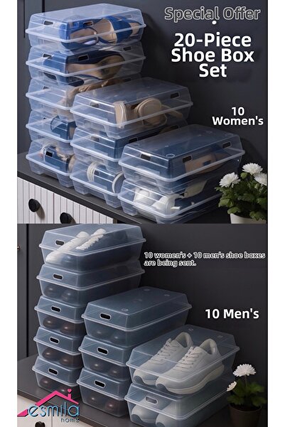 tozlupazar Set de 20 cutii pentru pantofi pentru femei și bărbați - 10 cutii ...