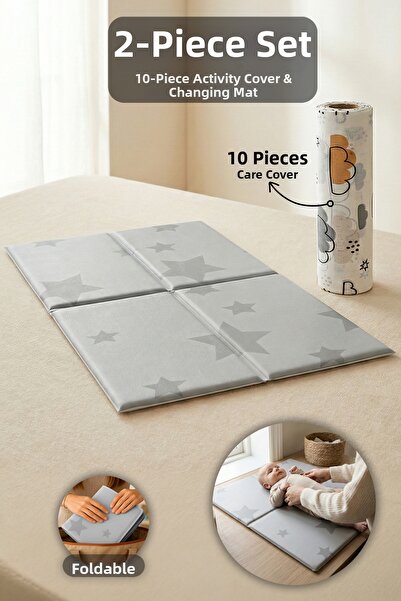 Meleni Baby سجادة تغيير حفاضات الأطفال وغطاءها - سجادة رعاية قابلة للطي ومقاو...