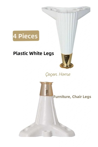 ÇEÇEN HOME Picior alb din plastic de 15 CM pentru mobilier, picior de canapea...