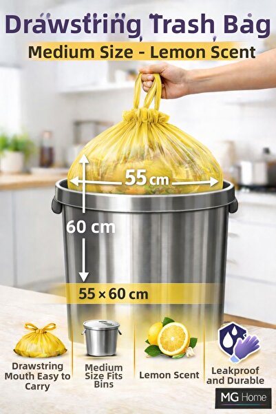 VENON 🍋   ليمون 5 عبوات 5×10 أكياس قمامة برباط 🍋   أورتا 🍋 كيس قمامة معطر ...